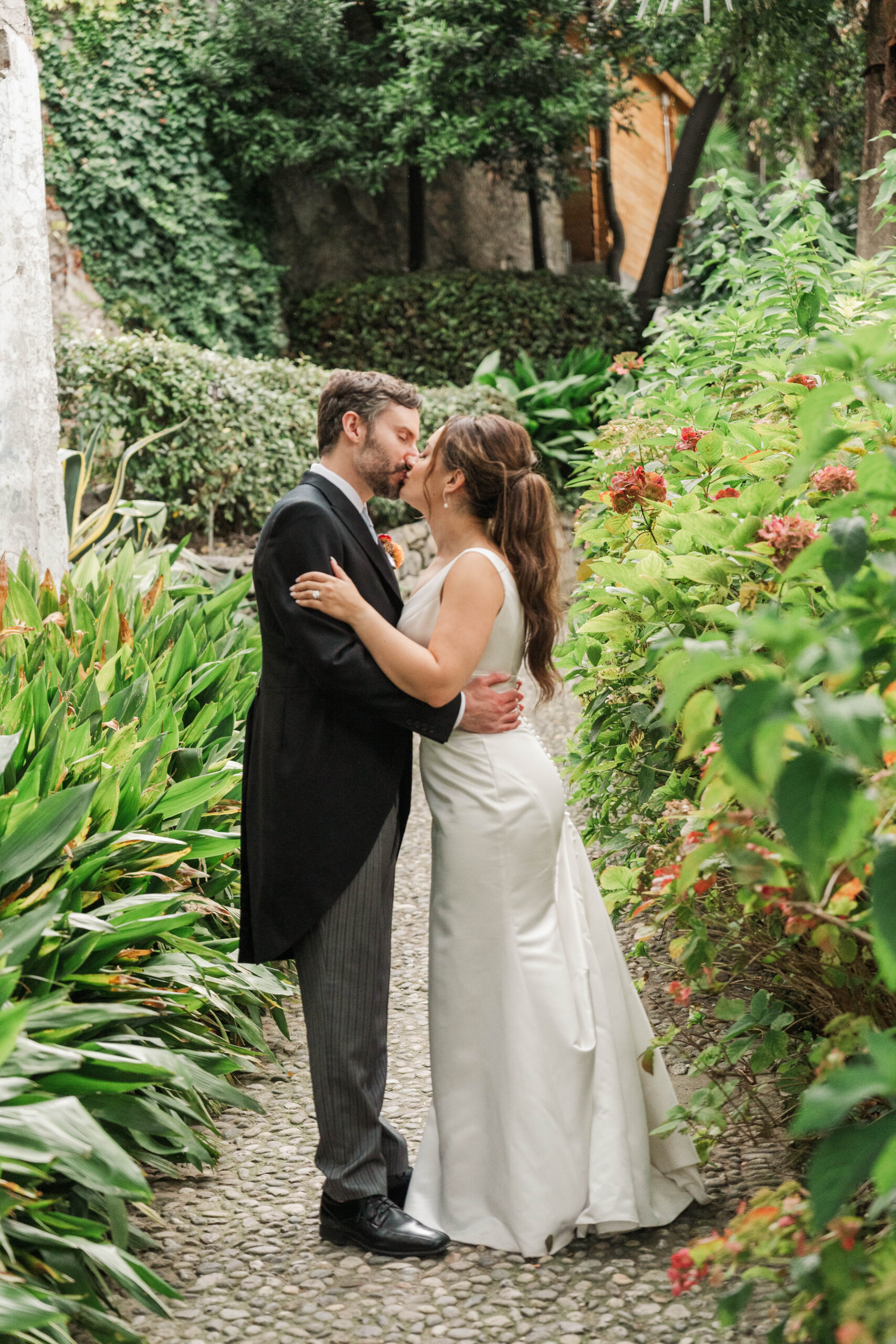 bride and groom portraits at Hotel Villa Cipressi, Lake Como, Italy