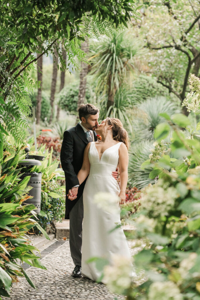 bride and groom portraits at Hotel Villa Cipressi, Lake Como, Italy