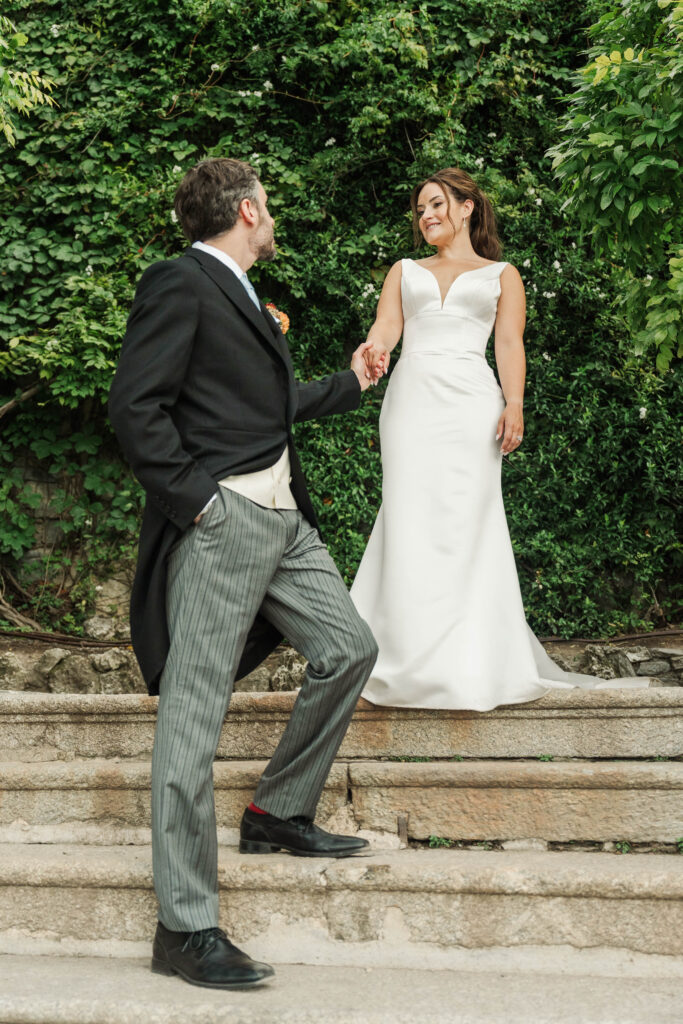 bride and groom portraits at Hotel Villa Cipressi, Lake Como, Italy