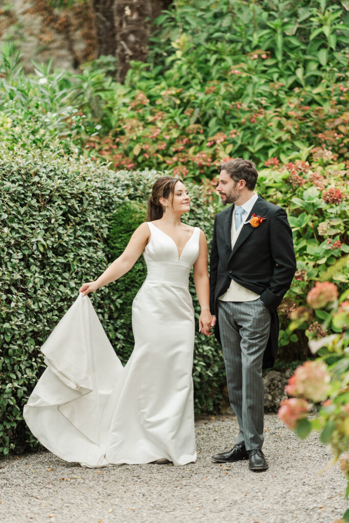 bride and groom portraits at Hotel Villa Cipressi, Lake Como, Italy