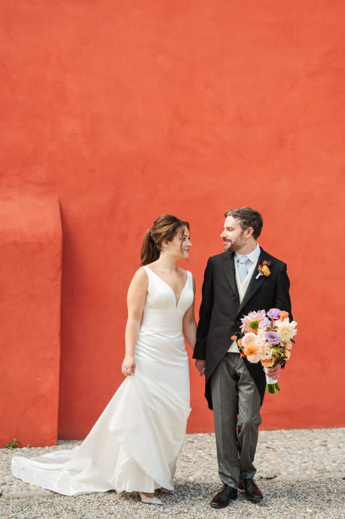 bride and groom portraits at Hotel Villa Cipressi