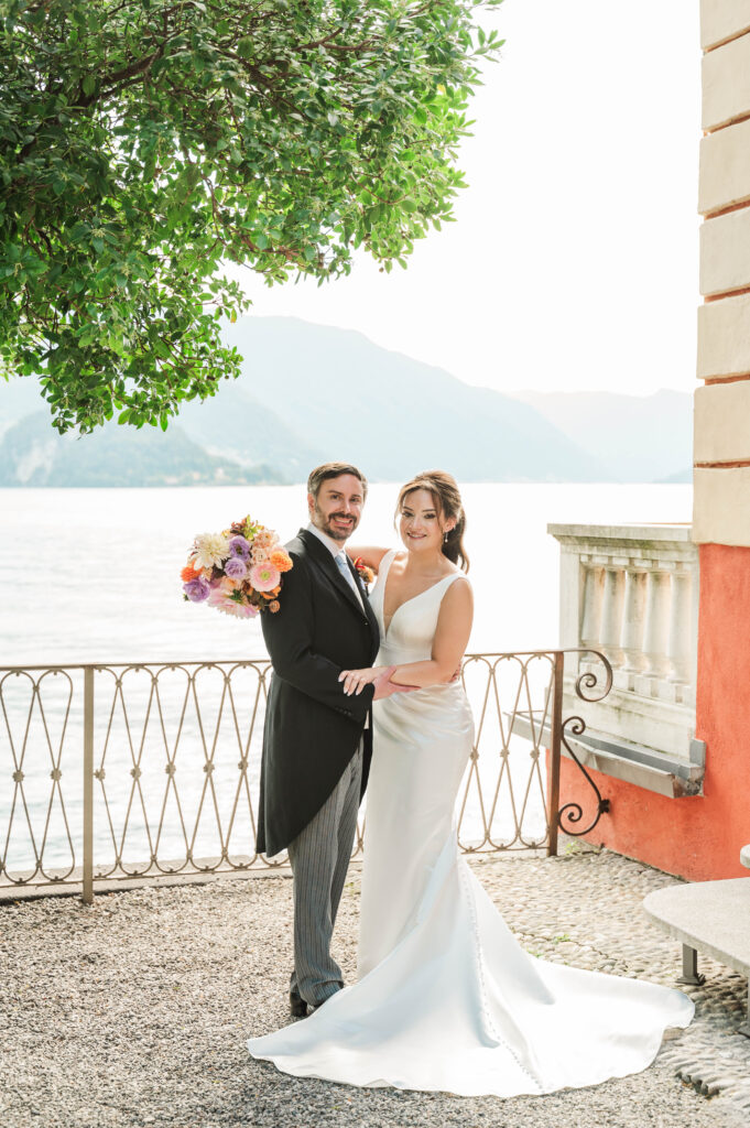 bride and groom portraits at Hotel Villa Cipressi, Lake Como, Italy