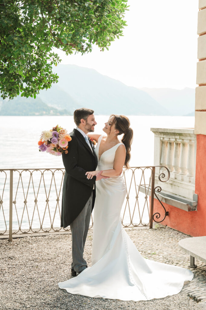 bride and groom portraits at Hotel Villa Cipressi, Lake Como, Italy