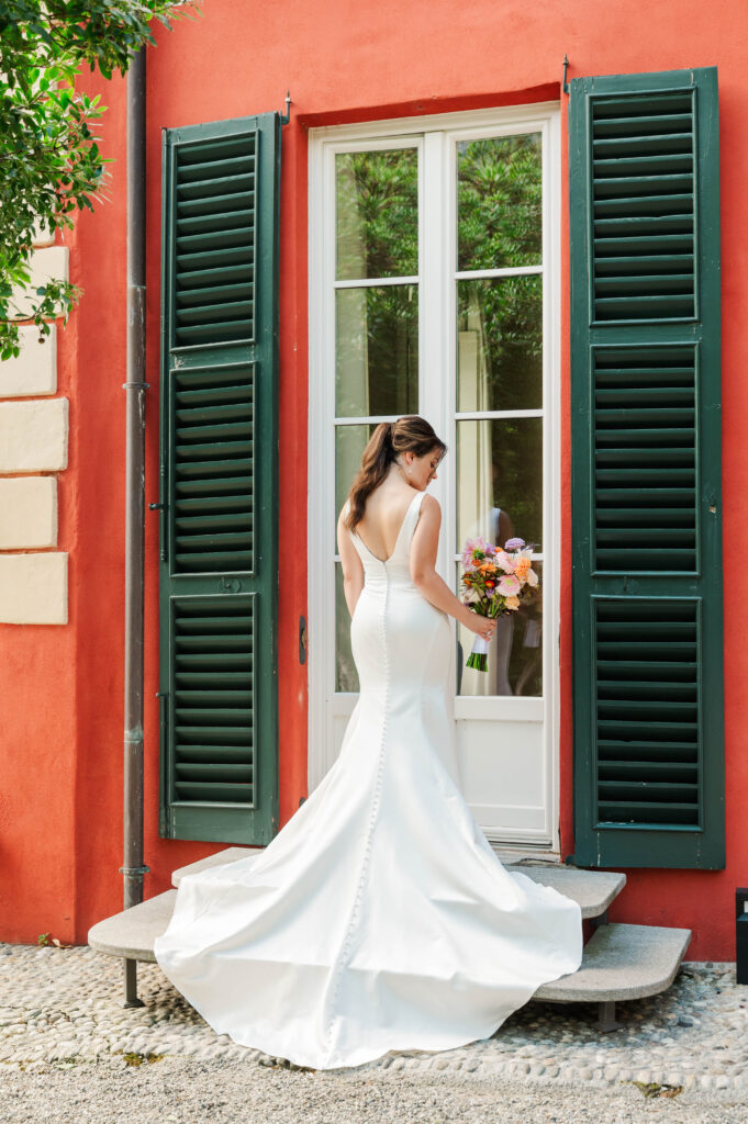 bride and groom portraits at Hotel Villa Cipressi, Lake Como, Italy