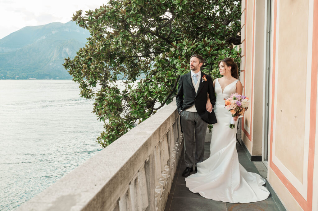 bride and groom portraits at Hotel Villa Cipressi, Lake Como, Italy