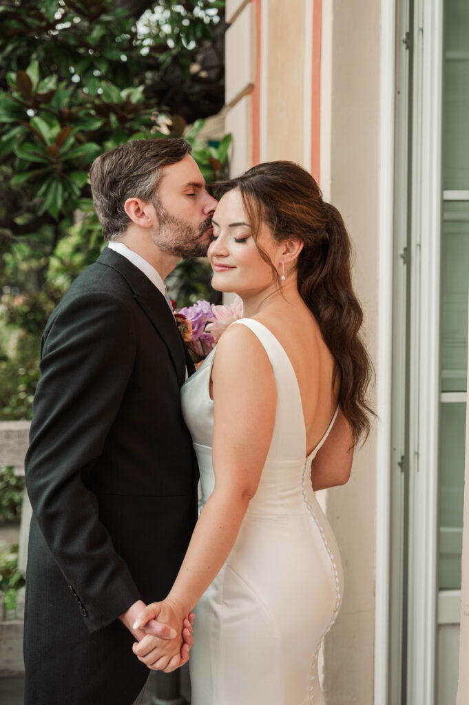 bride and groom portraits at Hotel Villa Cipressi, Lake Como, Italy