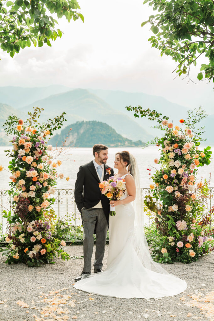 bride and groom portraits at Hotel Villa Cipressi, Lake Como, Italy