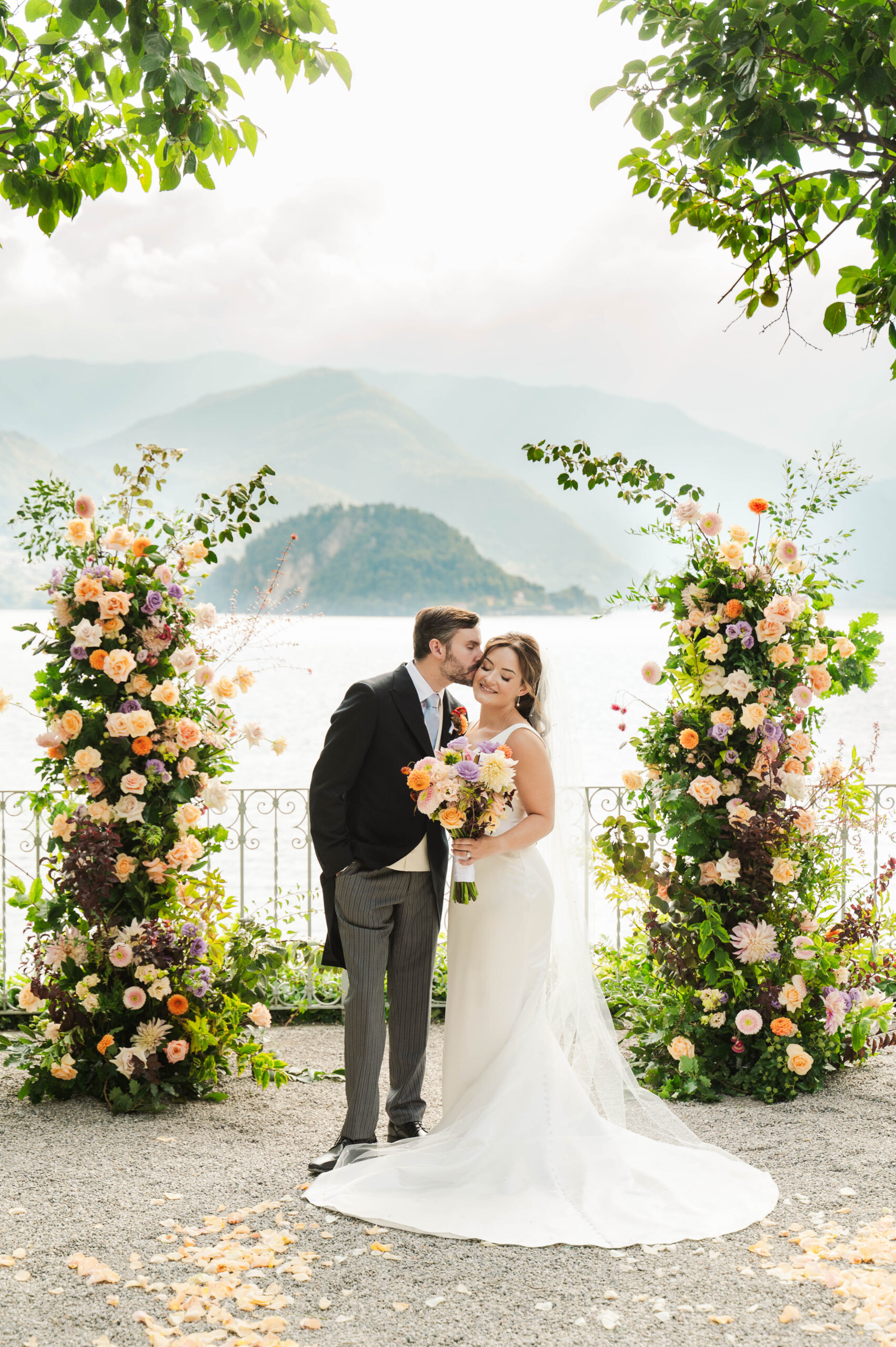 bride and groom portraits at Hotel Villa Cipressi, Lake Como, Italy