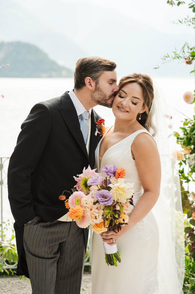 bride and groom portraits at Lake Como, Italy