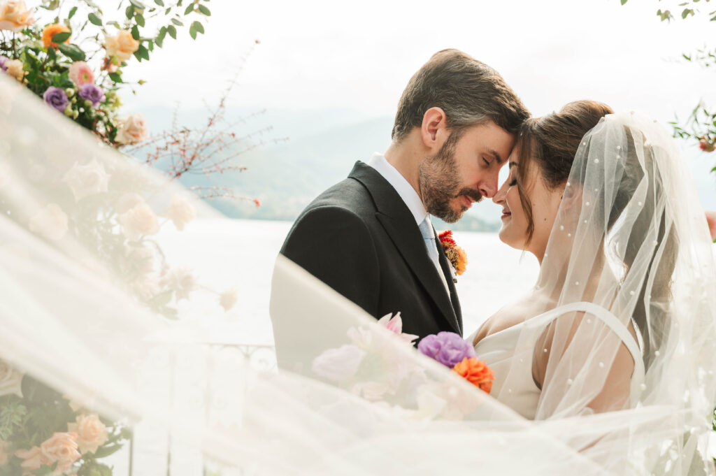 bride and groom portraits at Hotel Villa Cipressi, Lake Como, Italy