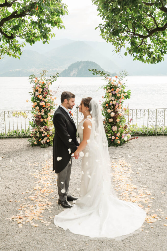 bride and groom portraits at Hotel Villa Cipressi, Lake Como, Italy