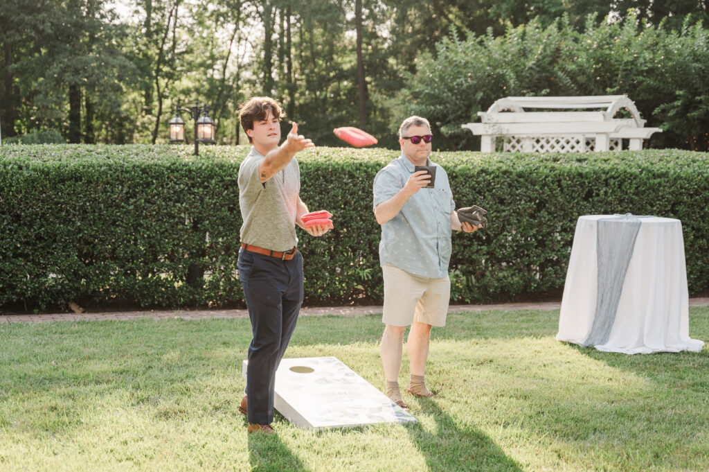 corn hole at reception