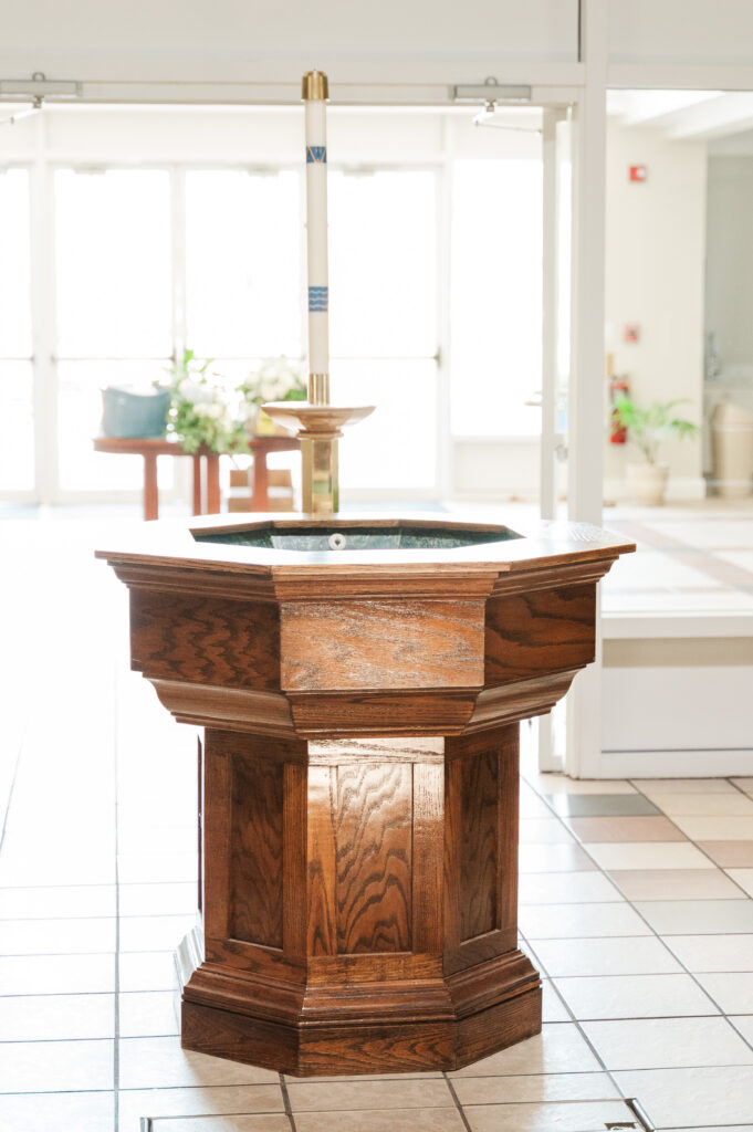 holy water font at catholic church