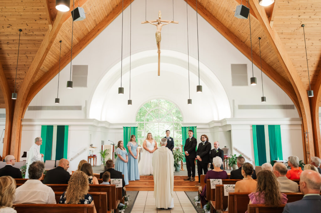 bride and groom exchanging vows