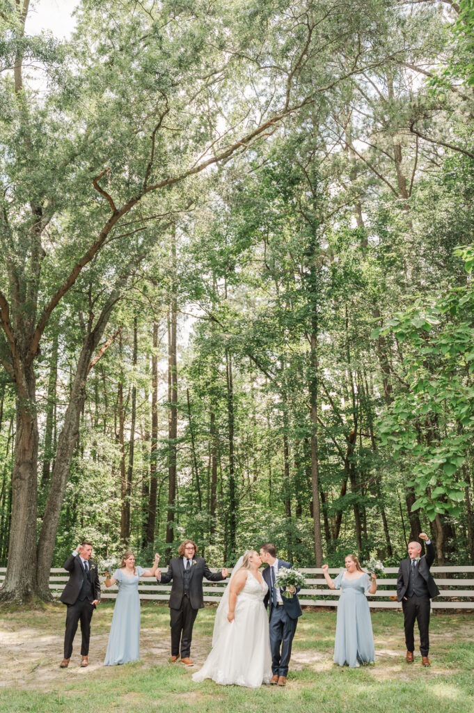 bride & groom with wedding party at Virginia Cliffe Inn