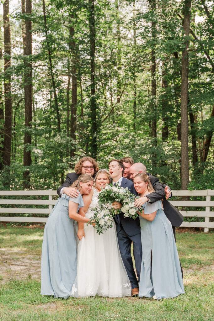 bride & groom with wedding party at Virginia Cliffe Inn