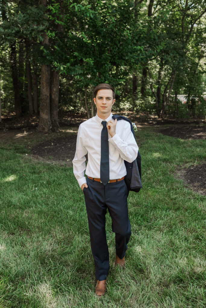 groom walking to ceremony