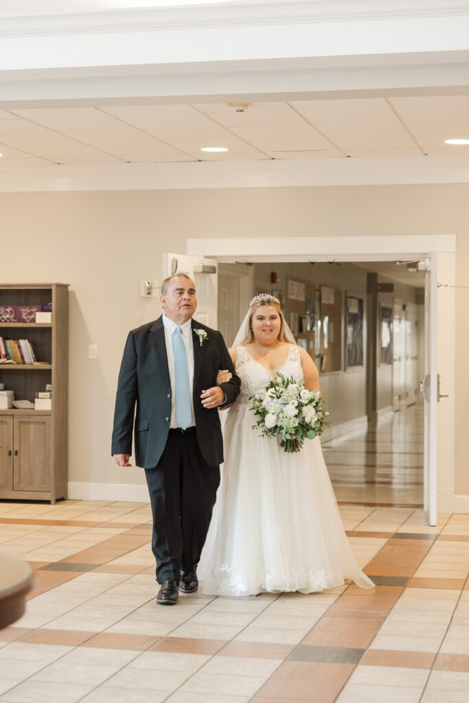father walking bride to ceremony