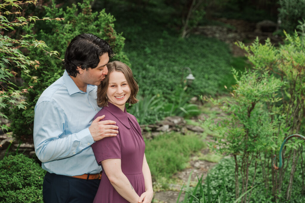 Chelsea and Alex at his mom’s house before their Huntley Meadows engagement photos.
