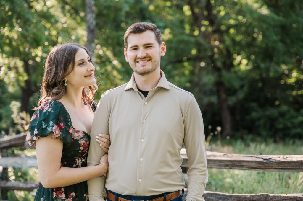 engaged couple at Humpback Rocks Visitor Center