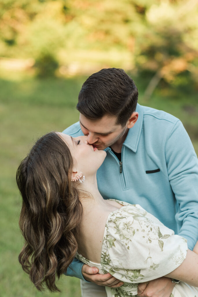 couple kissing during engagement session