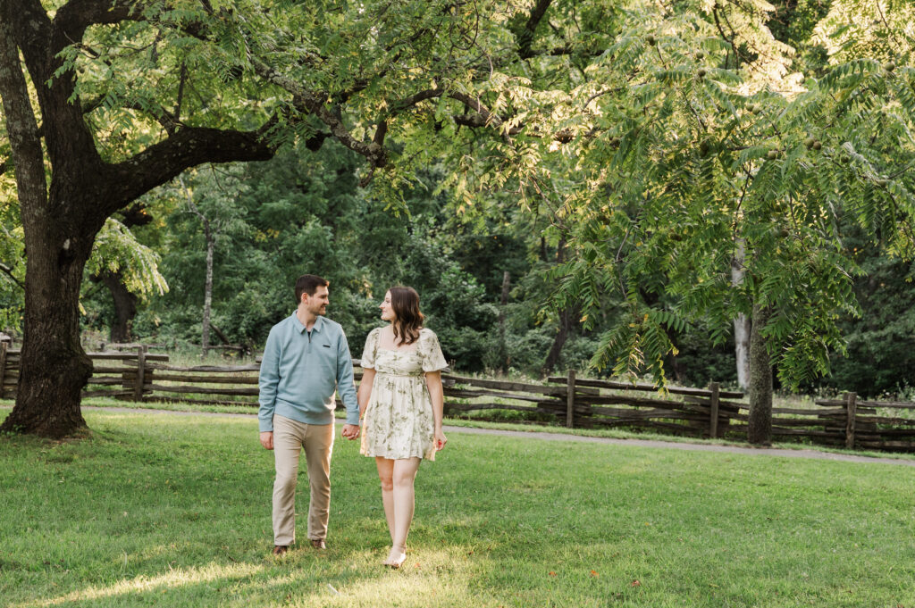 couple walking at Humpback Rocks Visitor Center