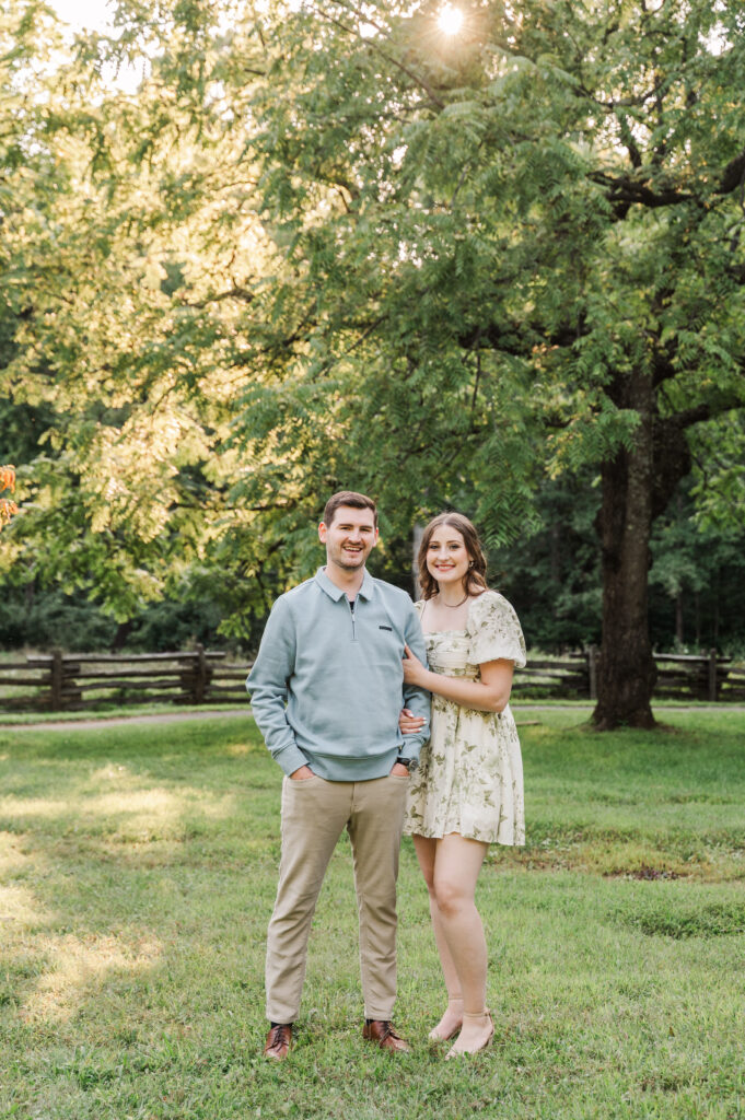 couple posing for engagement photos