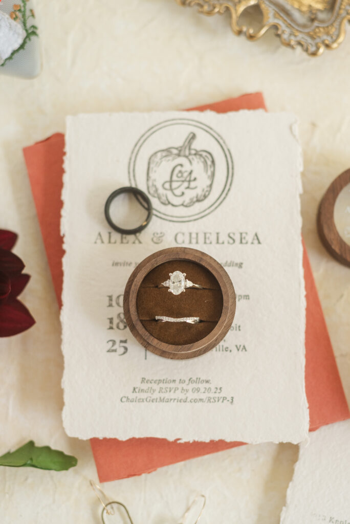 wedding ring on invitation
