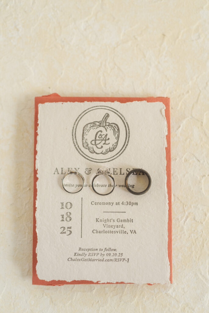 wedding rings on invitation