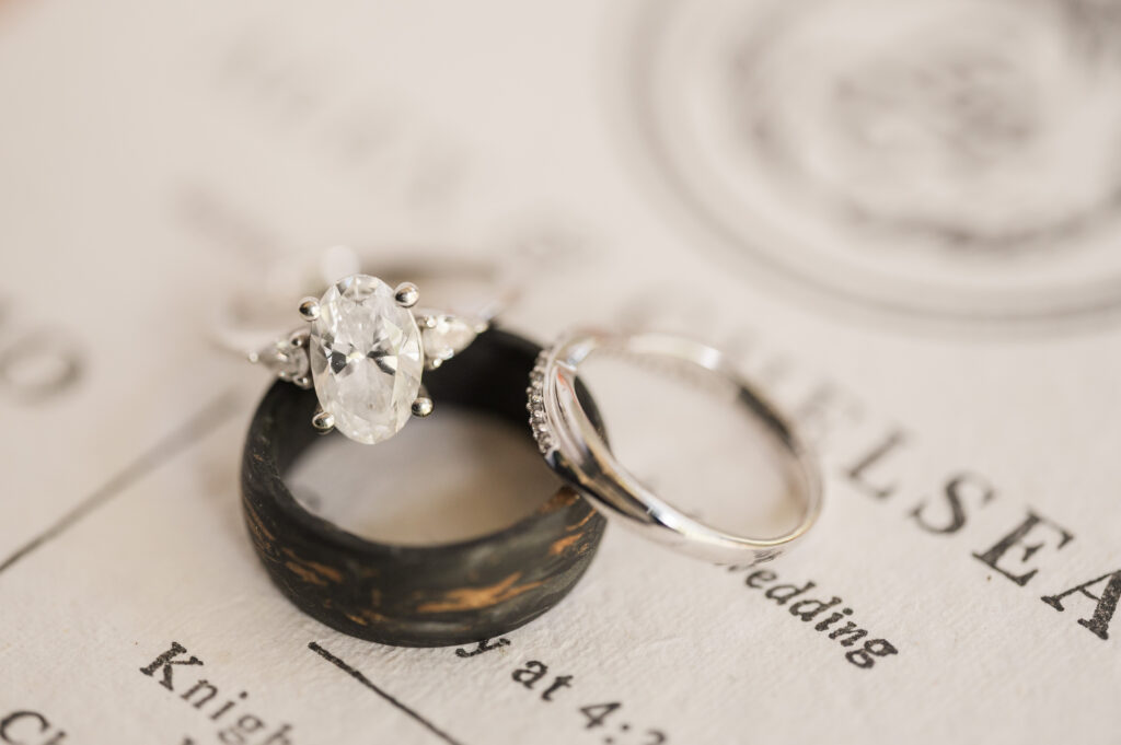 wedding rings on invitation