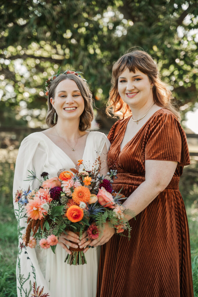 bride and bridesmaid