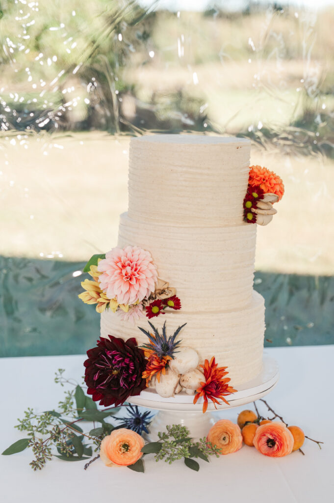 wedding cake with flowers