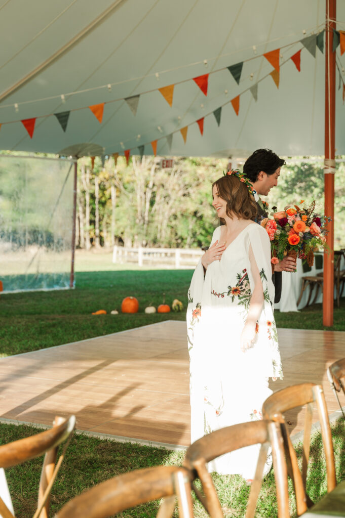 reception reveal with bride and groom