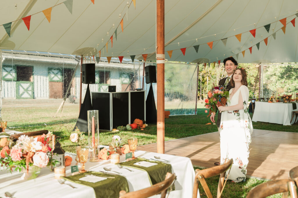 reception reveal with bride and groom