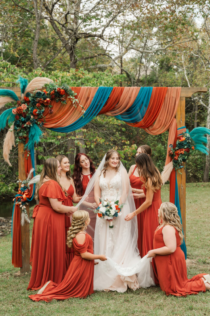 bride with bridesmaids