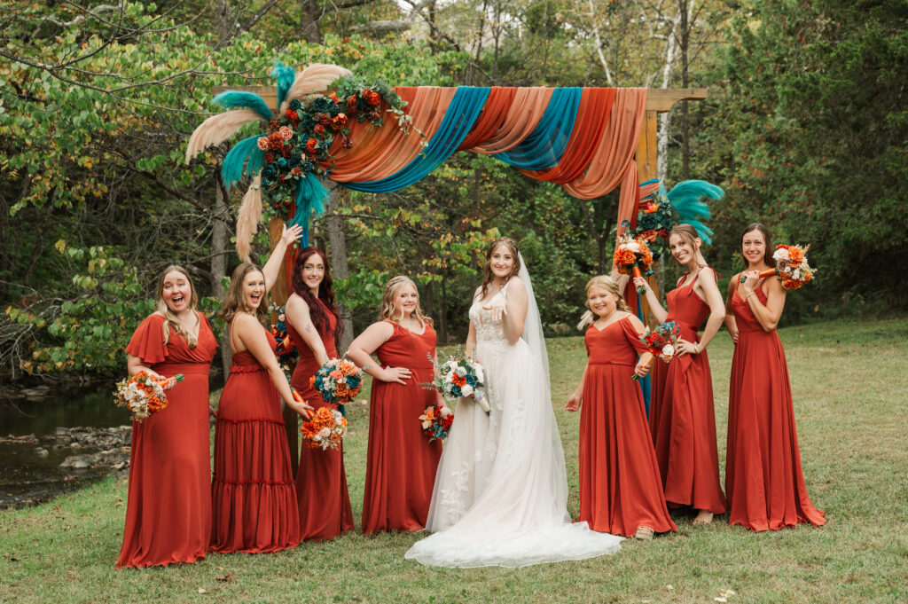 bride with bridesmaids