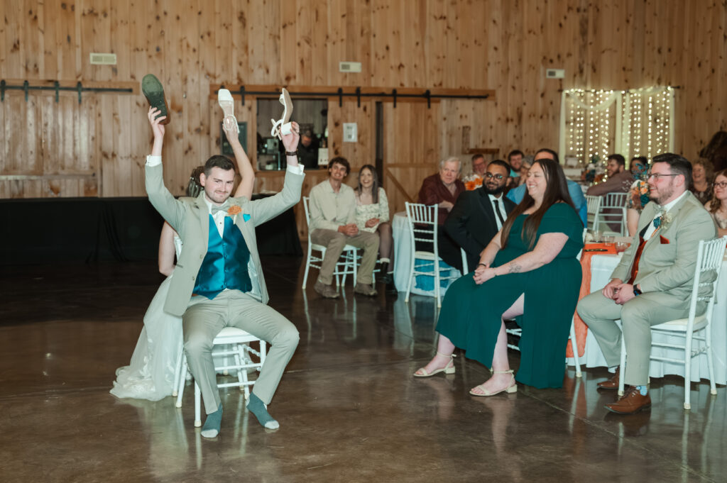 shoe game during wedding reception