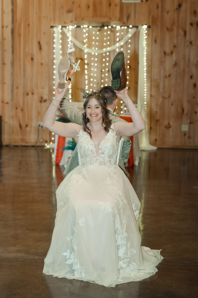 shoe game during wedding reception
