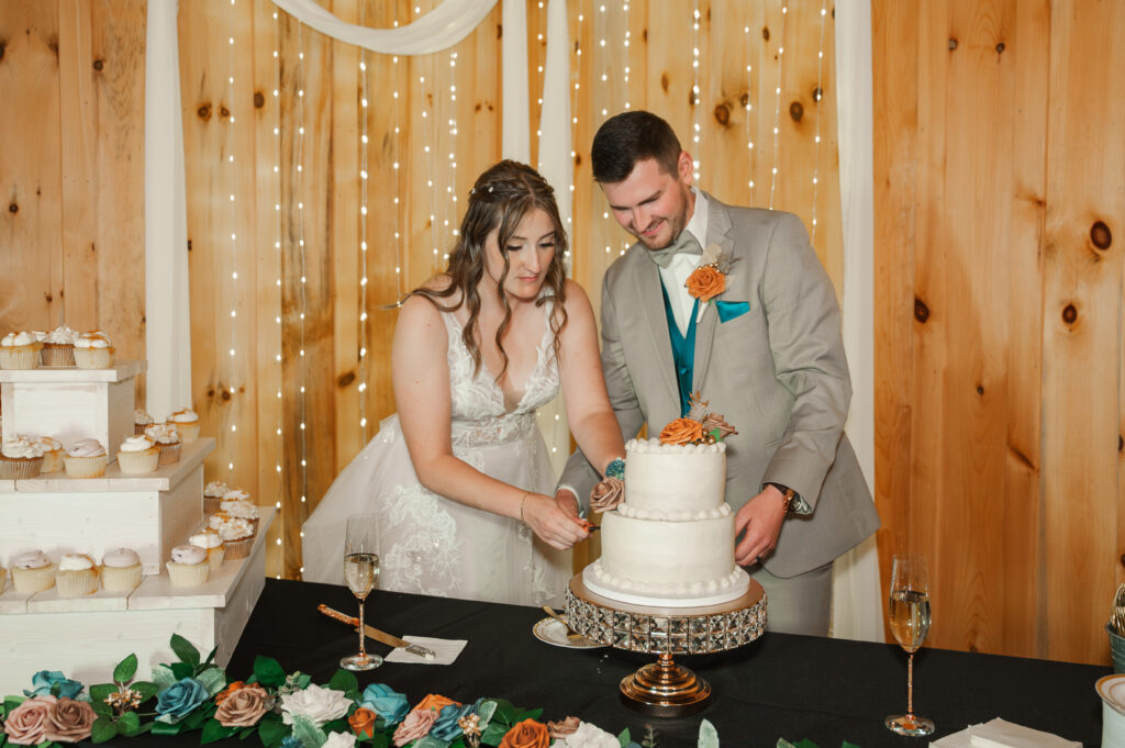 cake cutting during wedding reception