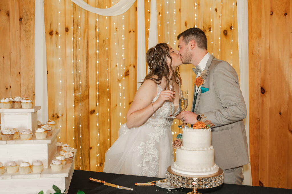 cake cutting during wedding reception