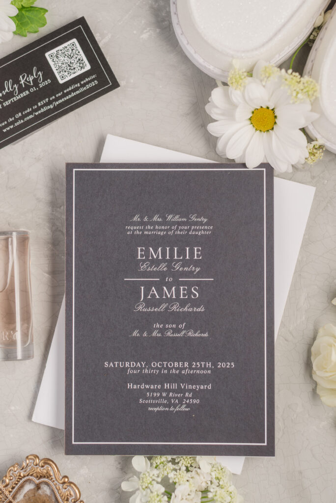 close up of invitation suite