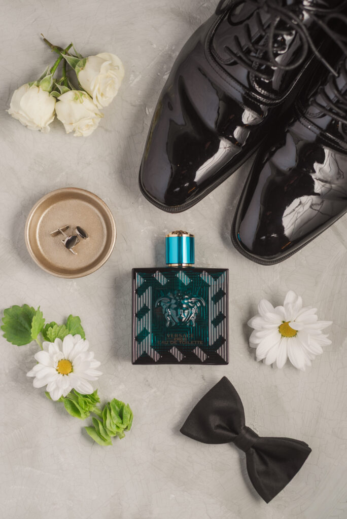 groom's details in a flatlay