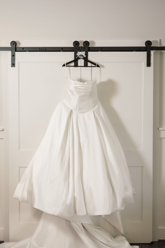 wedding dress on hanger