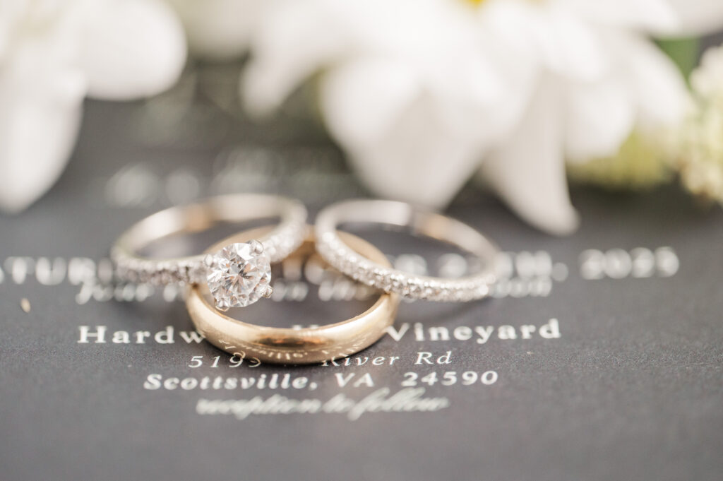 wedding rings on invitation