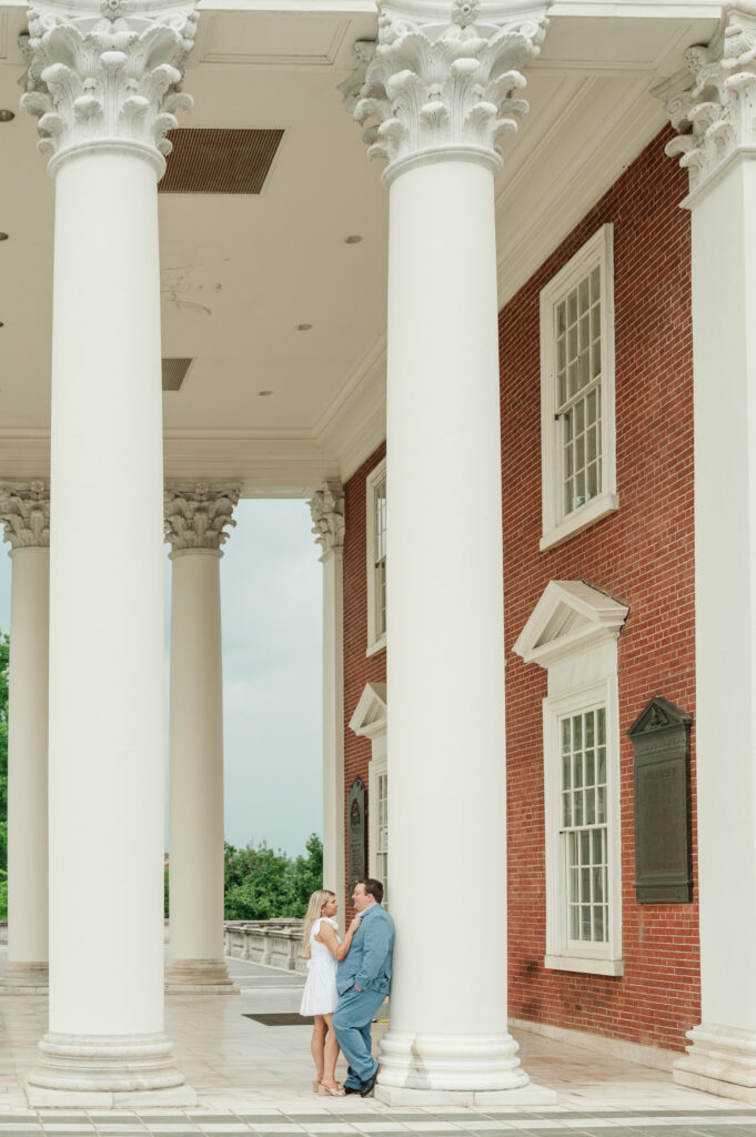 Micheala & Wade under the portico at the UVA Rotunda