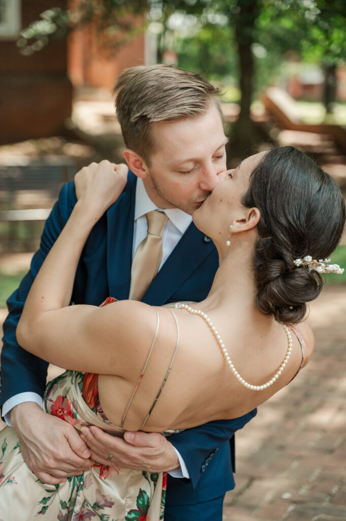 couple kissing after eloping