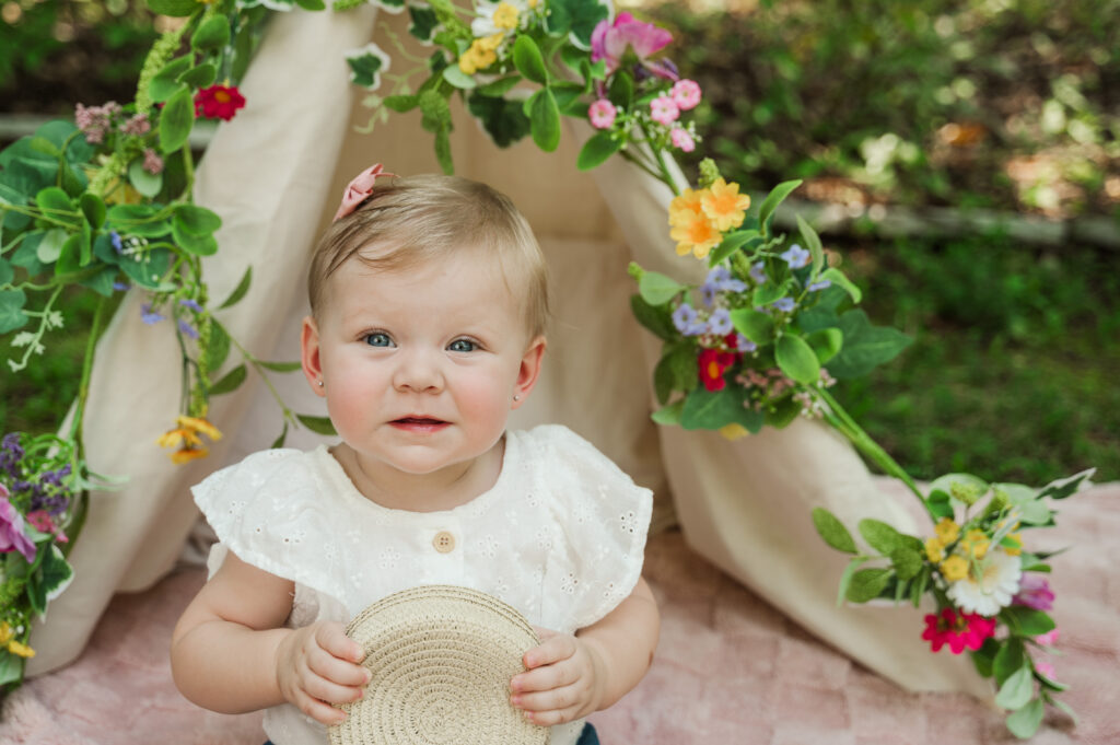 Teagan holding her purse