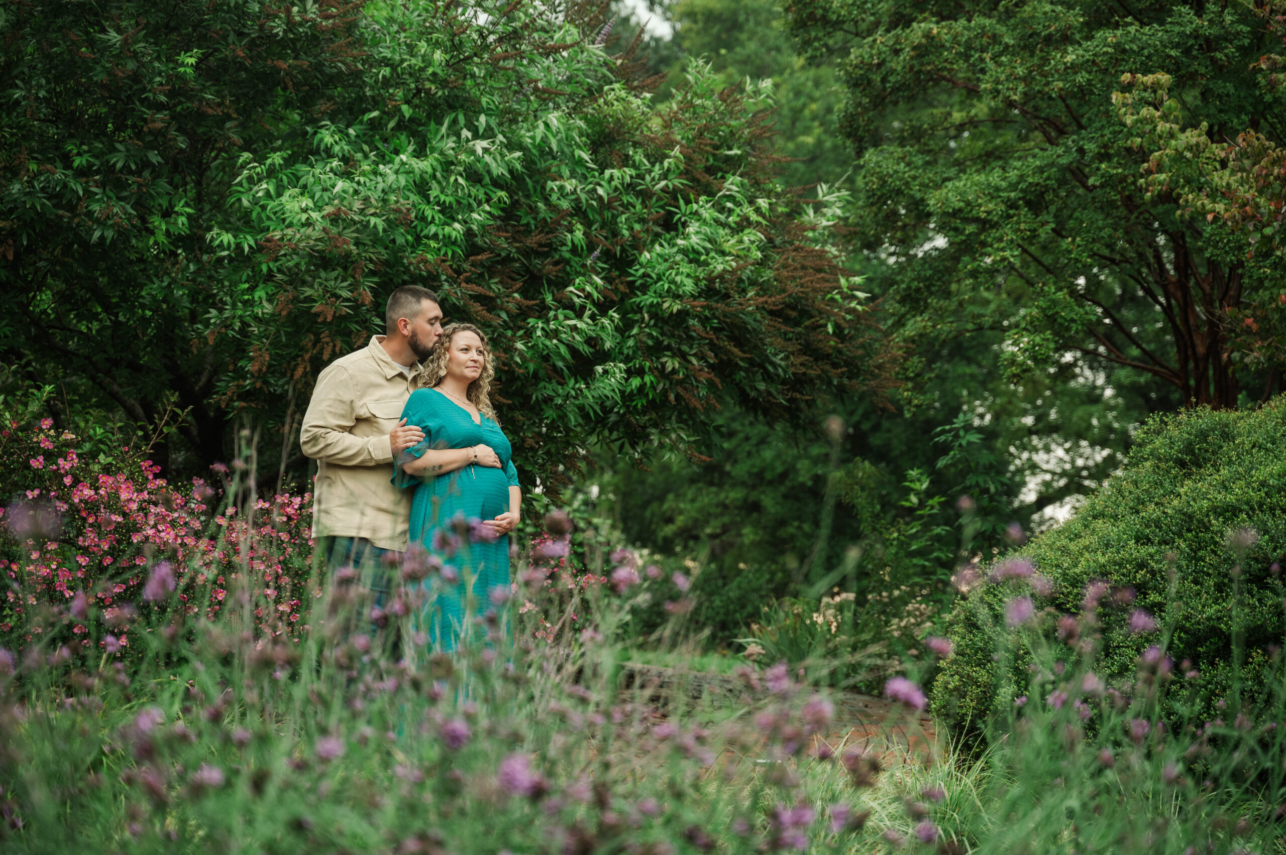 Kayla and Jordan during their September maternity session at Tanglewood Park.