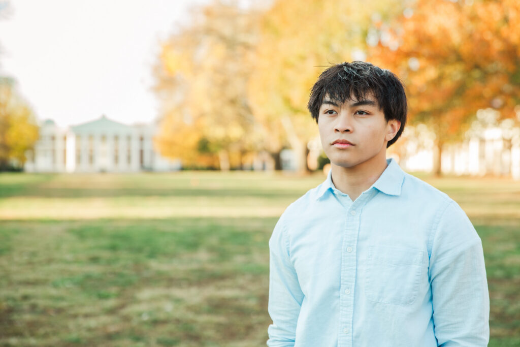 Connor standing on lawn at Rotunda