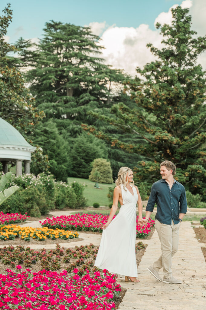 couple walking in Maymont Italian Garden